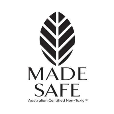 Made Safe logo with a black leaf design on a white background
